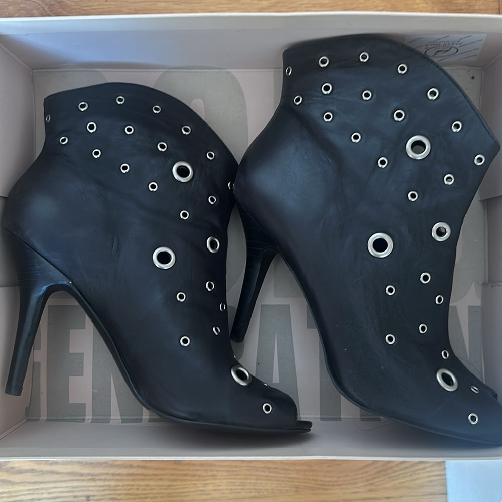 BCBGeneration open toe booties. Silver hardware as shown in pictures. - Picture 2 of 7